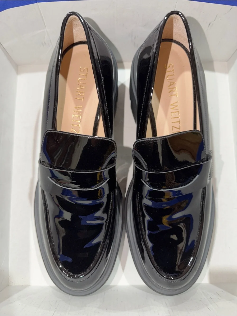 ‼️NEW Stuart Weitzman Soho Black Patent Leather Platform Loafers